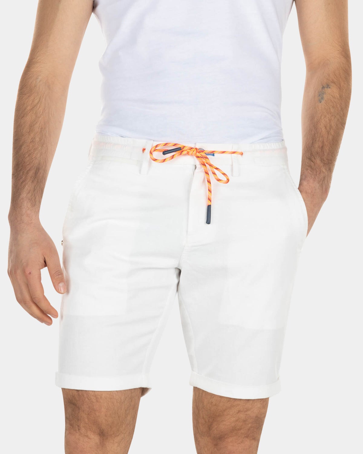 Korte chino van linnen - Off White