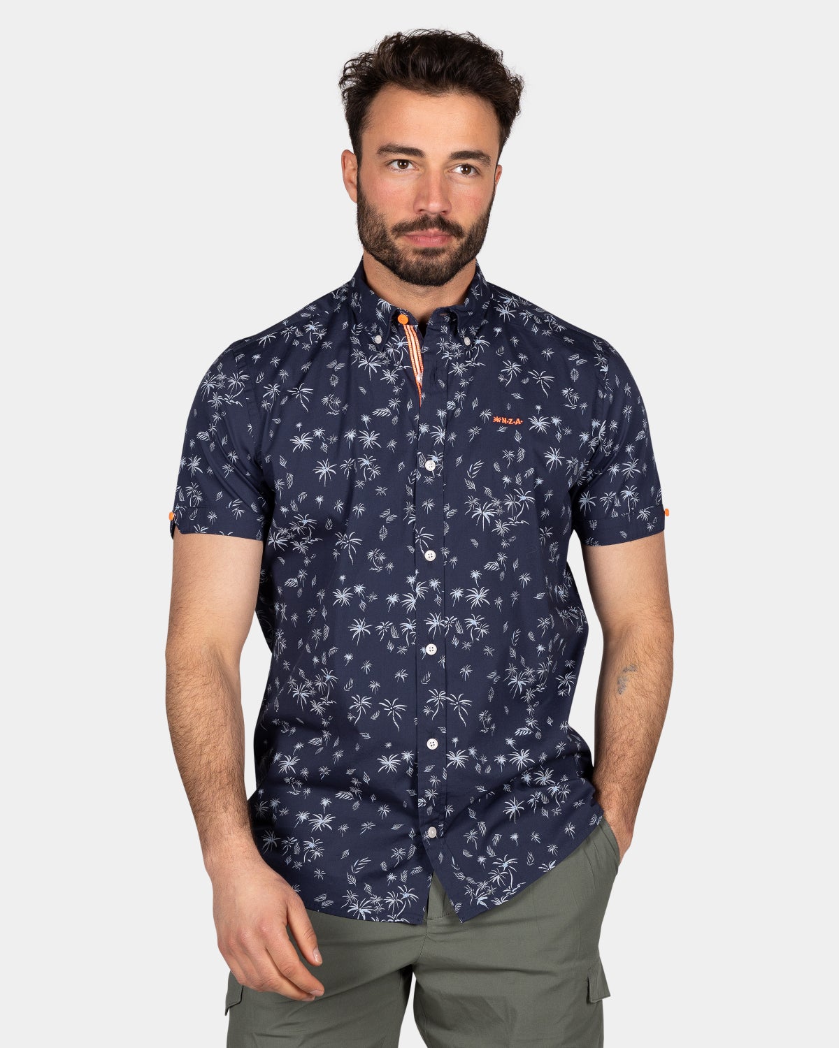 Navy overhemd met korte mouw en print - Ocean Navy