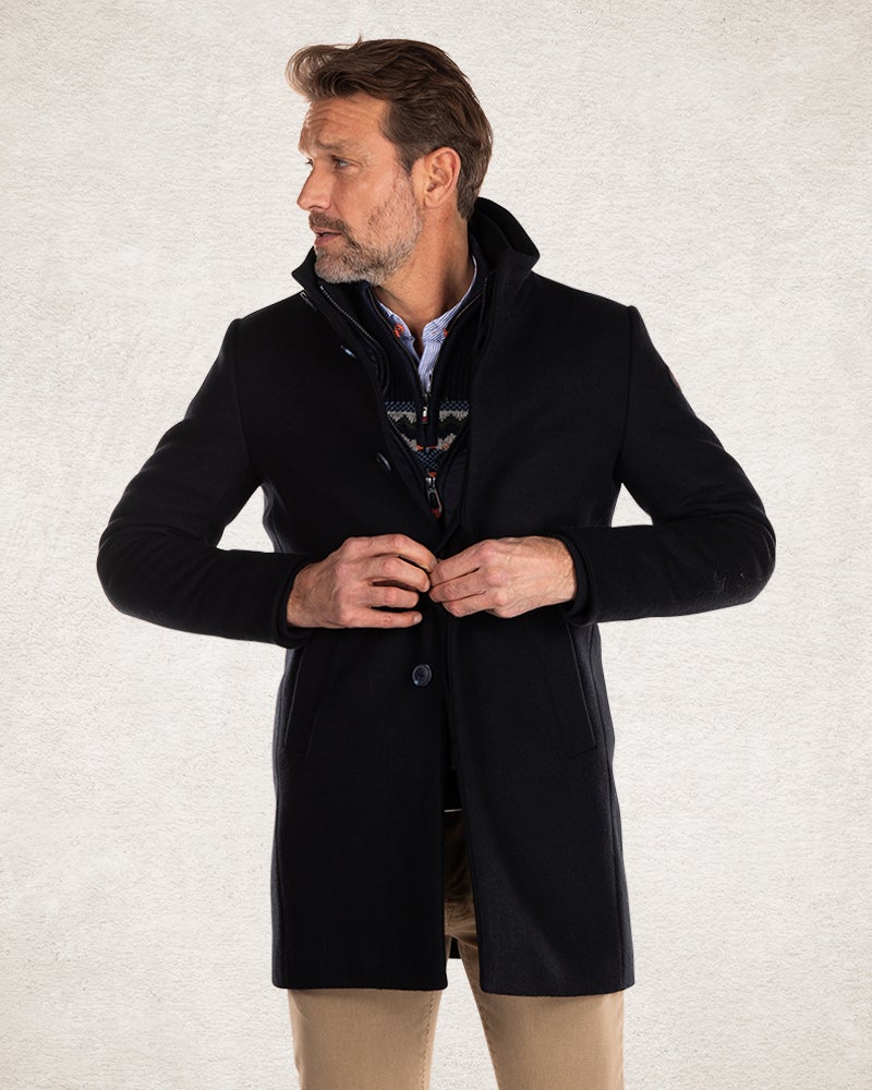 Manteau classique en laine bleu foncé - Pitch Navy