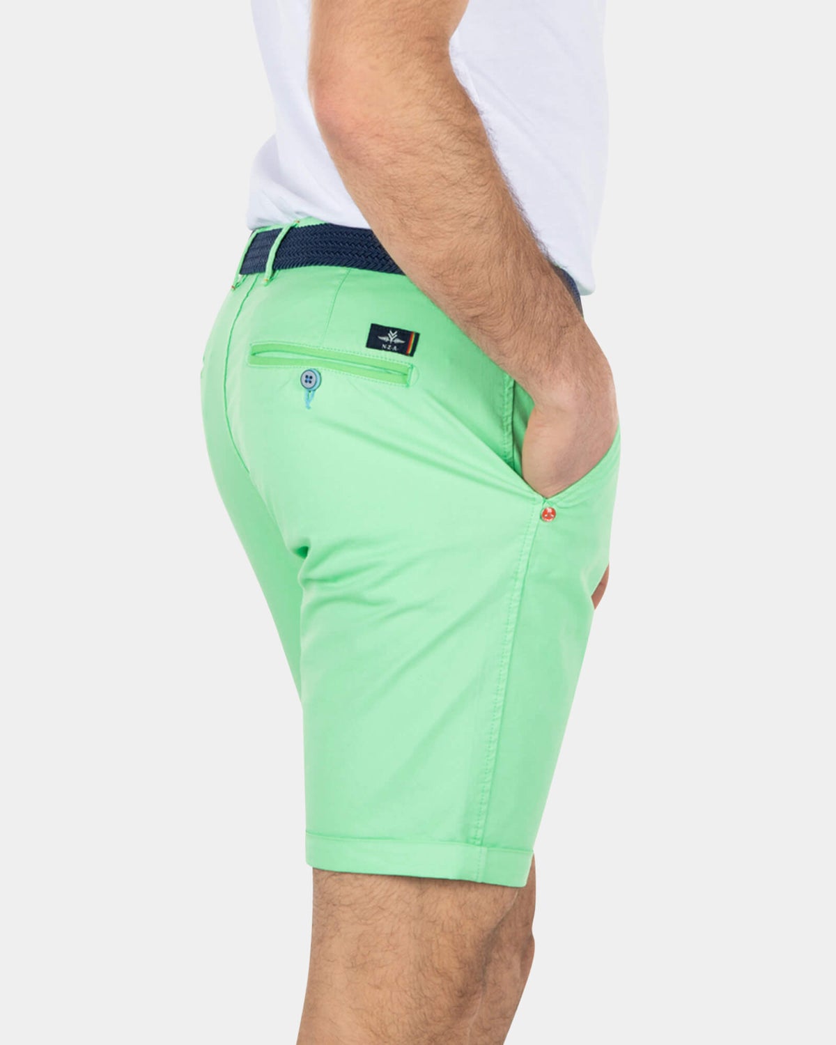 Cotton stretch chino shorts - Sea Green