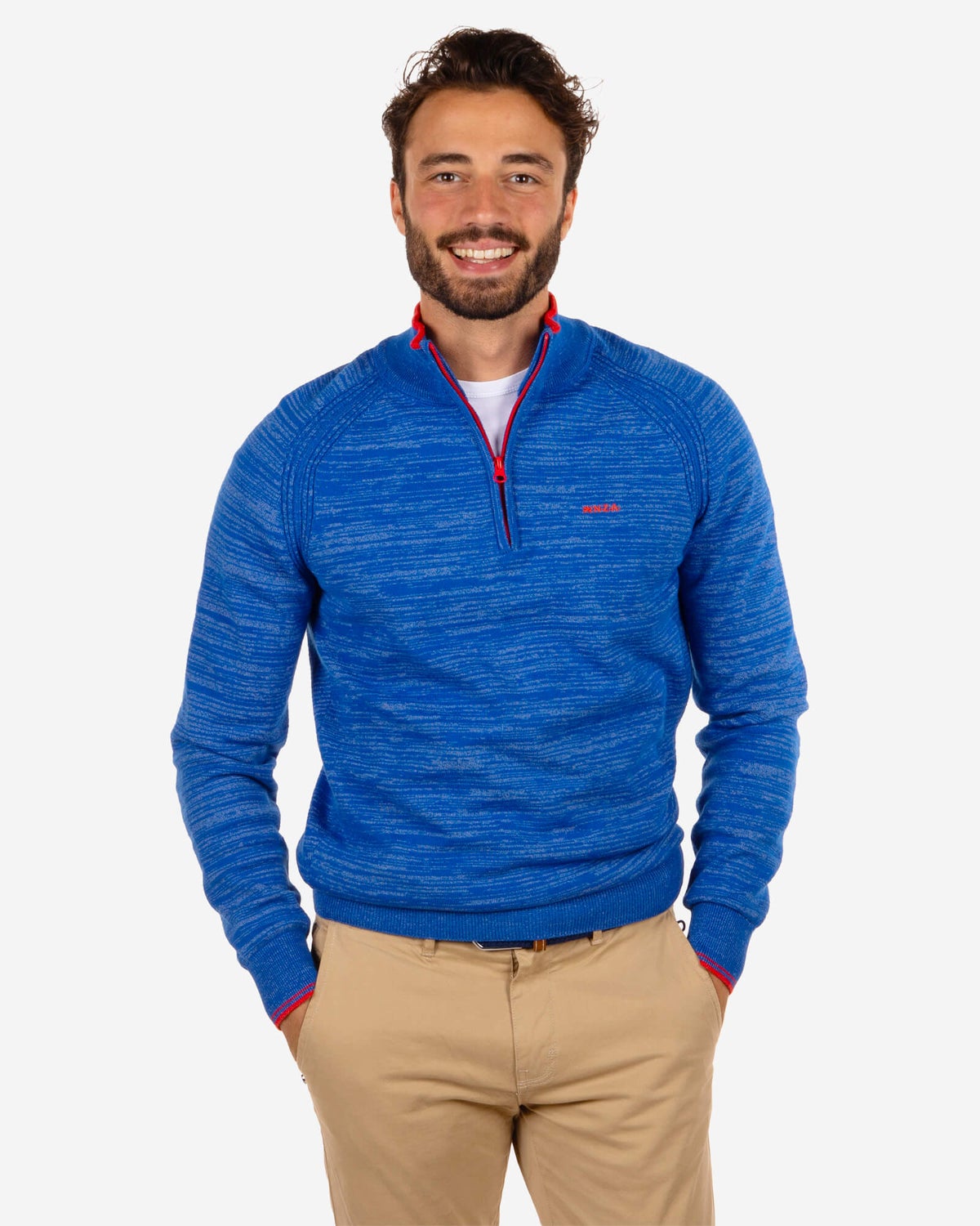 Baumwollpullover mit Reißverschluss Grey - Blizzard Blue