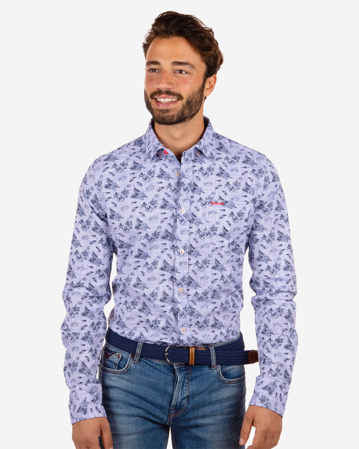 Chemise à fleurs Rolleston - Energy Blue