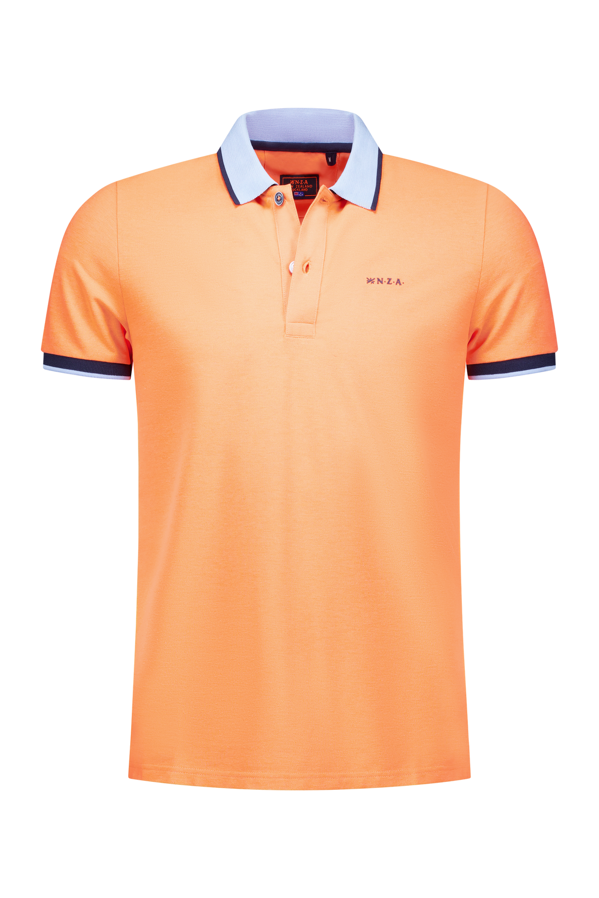 Einfarbiges Poloshirt mit akzentfarbenem Kragen - Fresh Orange