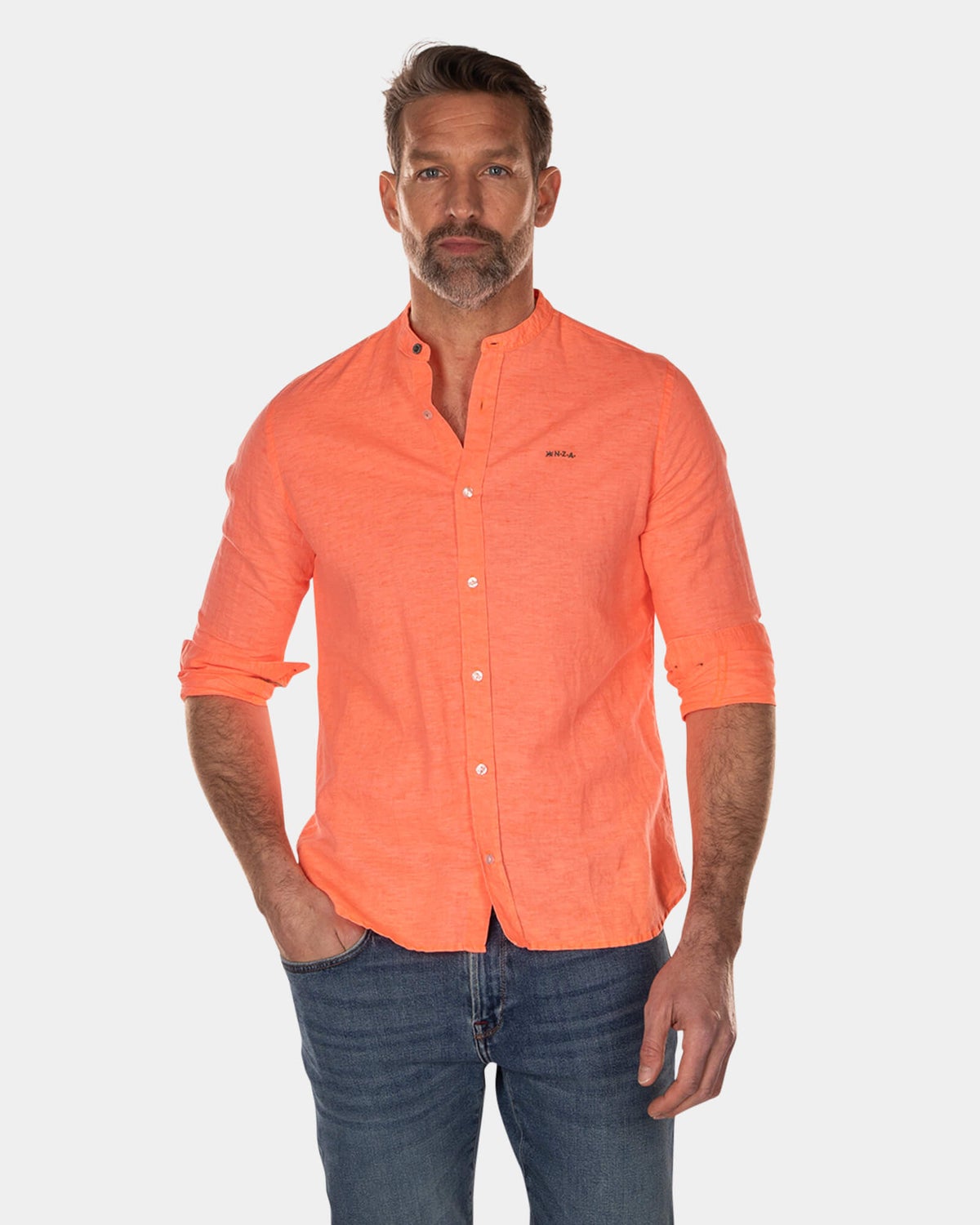 Camisa lisa sin cuello y manga larga - High Summer Orange