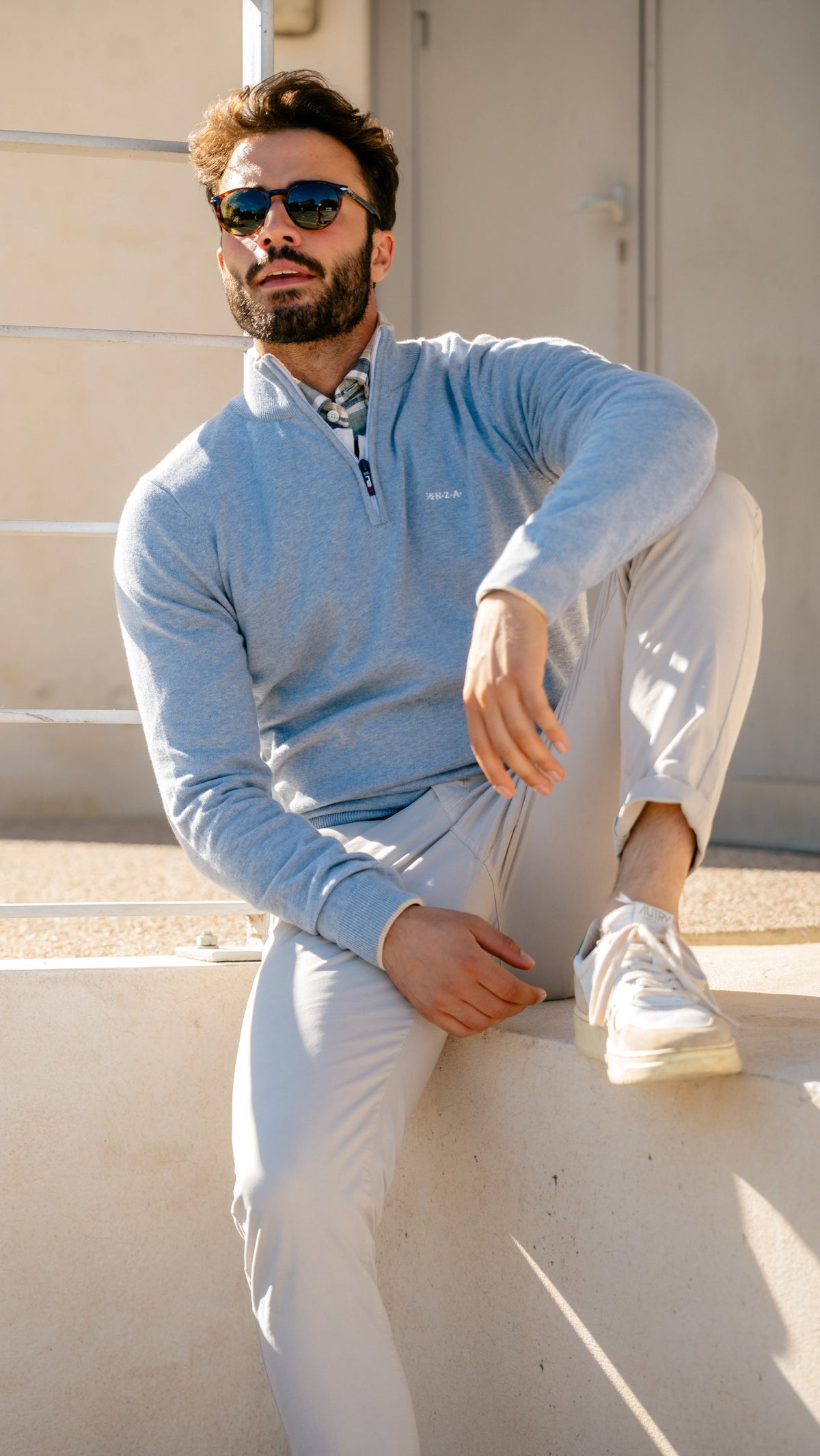 Blue half zip pullover - Phantom Blue