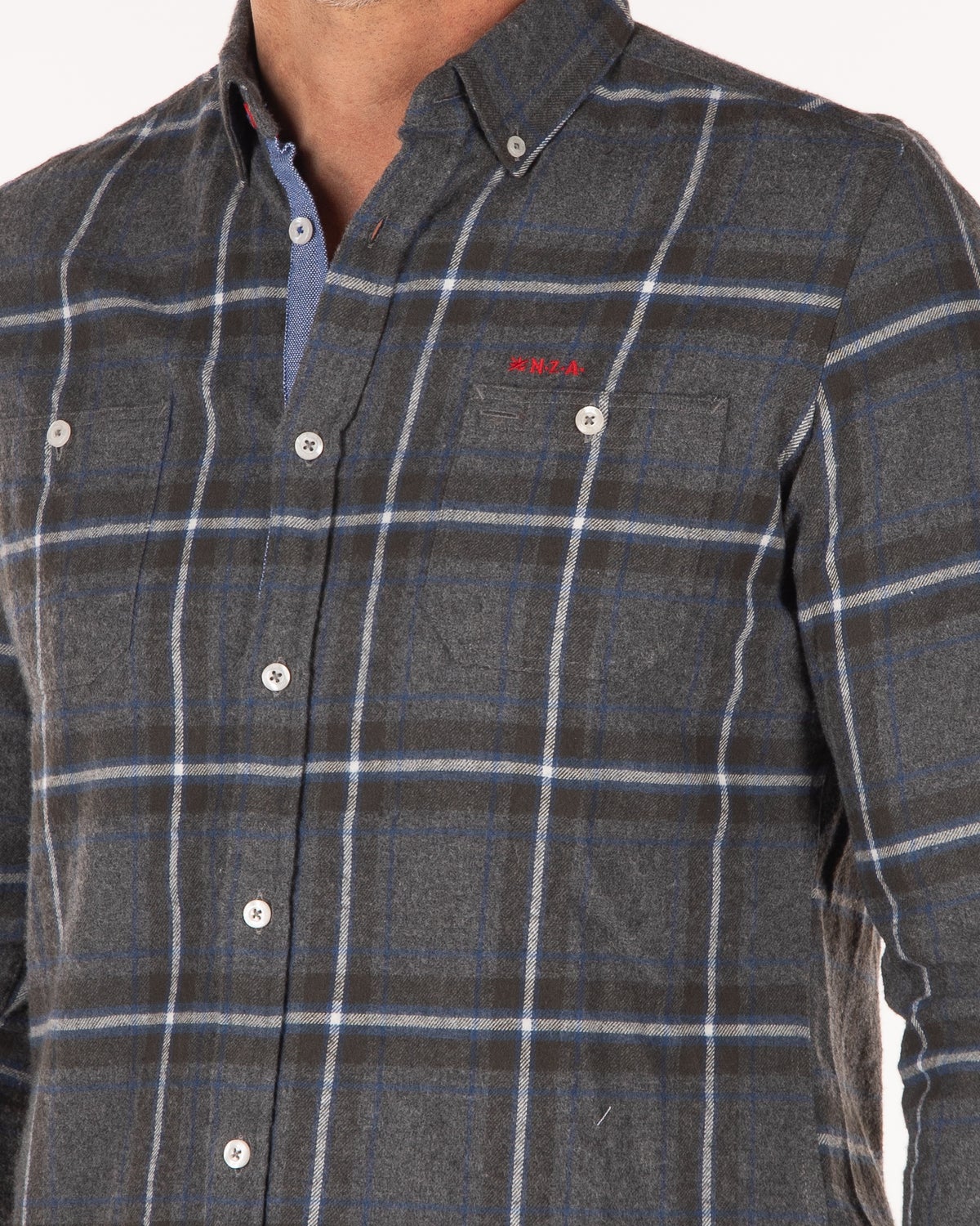 Cotton flannel shirt - Grey Melange