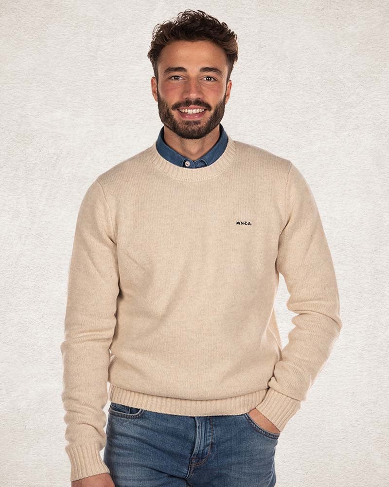 Wool pullover round neck - Milky Ecru