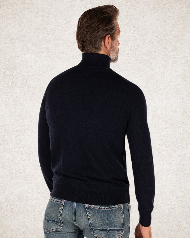 Pull col roulé en coton - Charcoal Navy