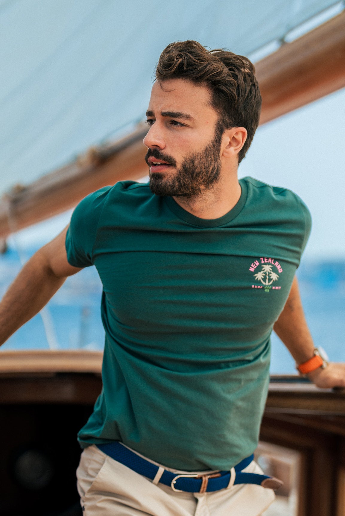 T-shirt met grote print op de rug - Classic Green