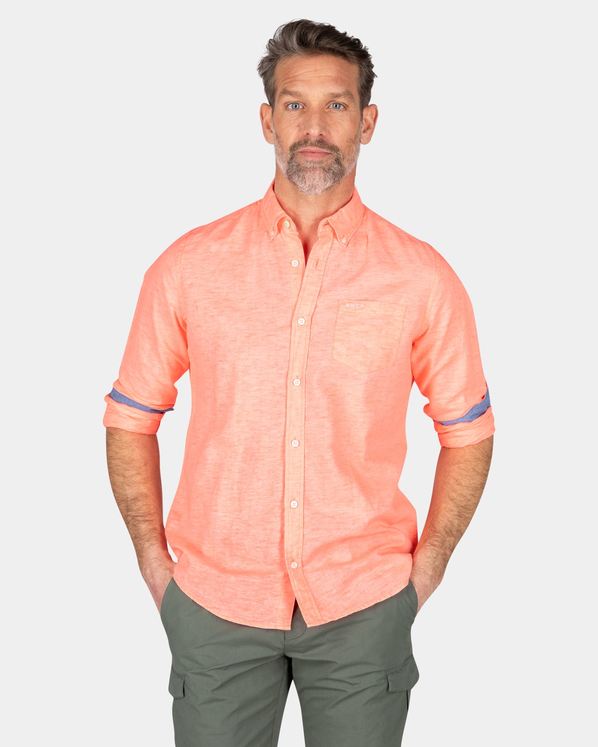 Camisa lisa de lino en muchos colores. - Fury Pink