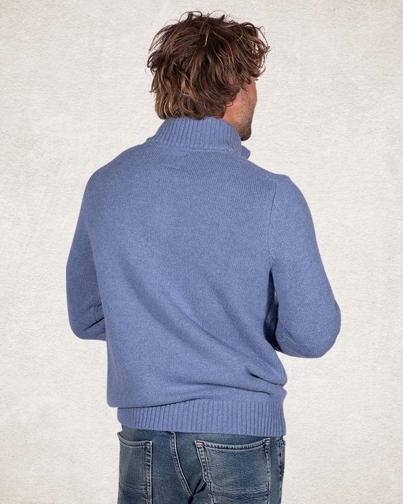 Pullover aus Wollmischung mit halbem Reißverschluss - Cloudy Blue