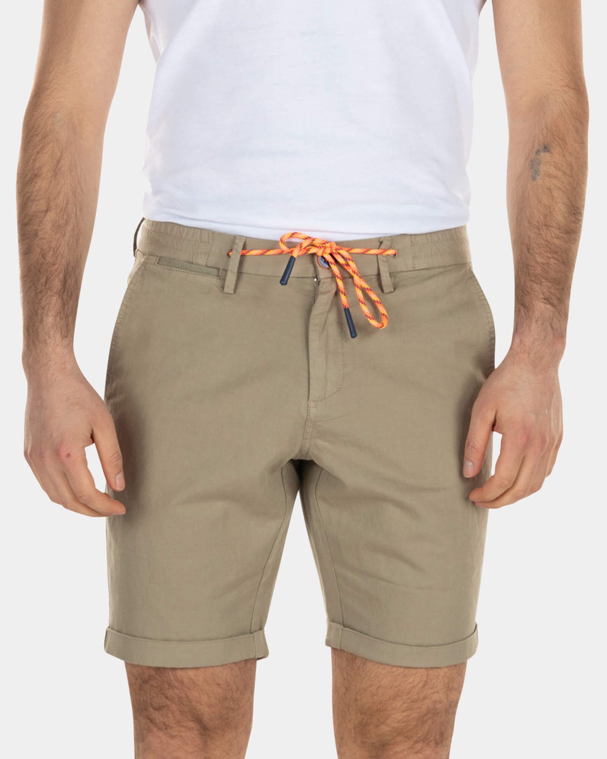 Korte chino van linnen met stretch - Beach Sand