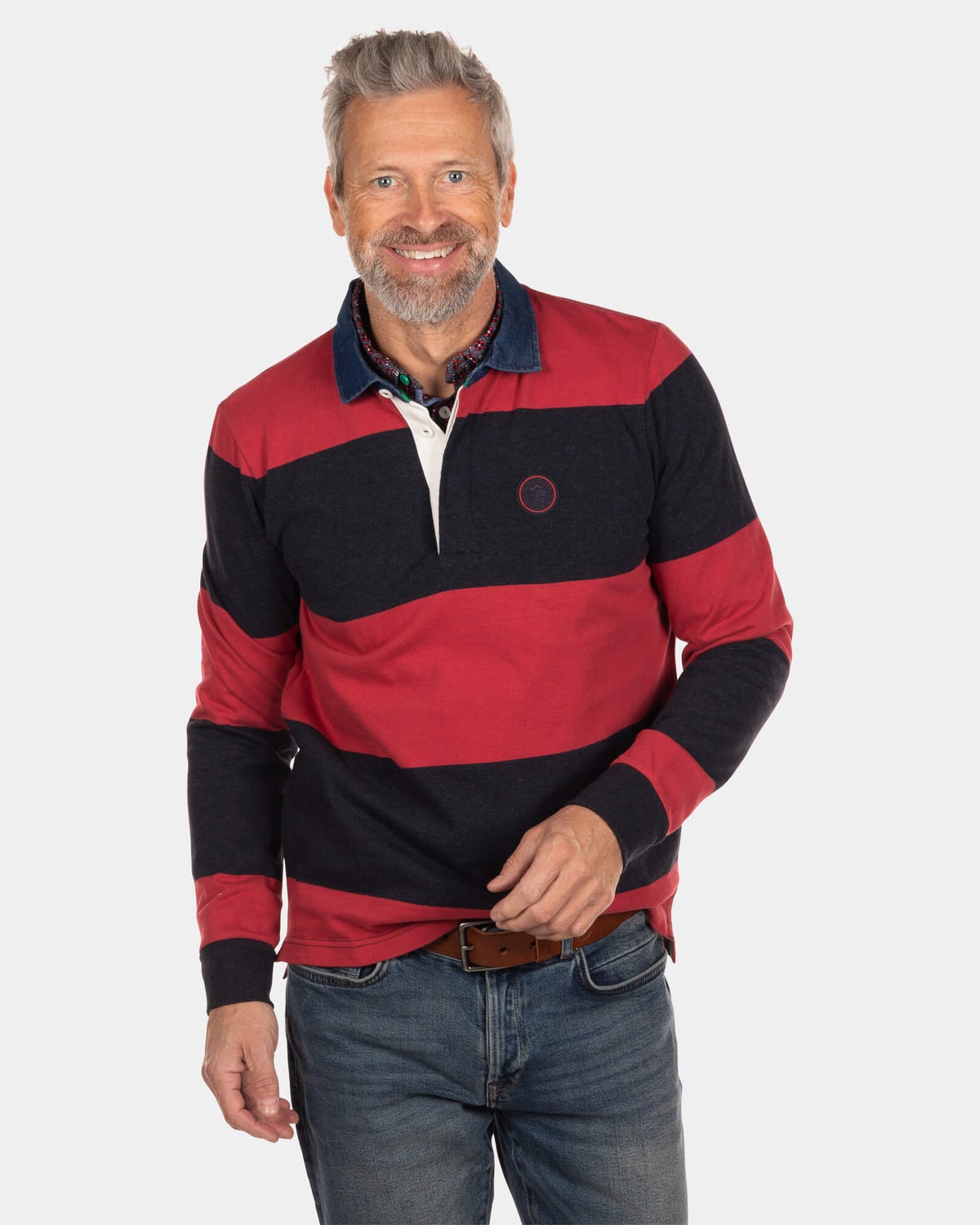 Gestreifter Rugby-Pullover Grebe Tarn - Steady Navy