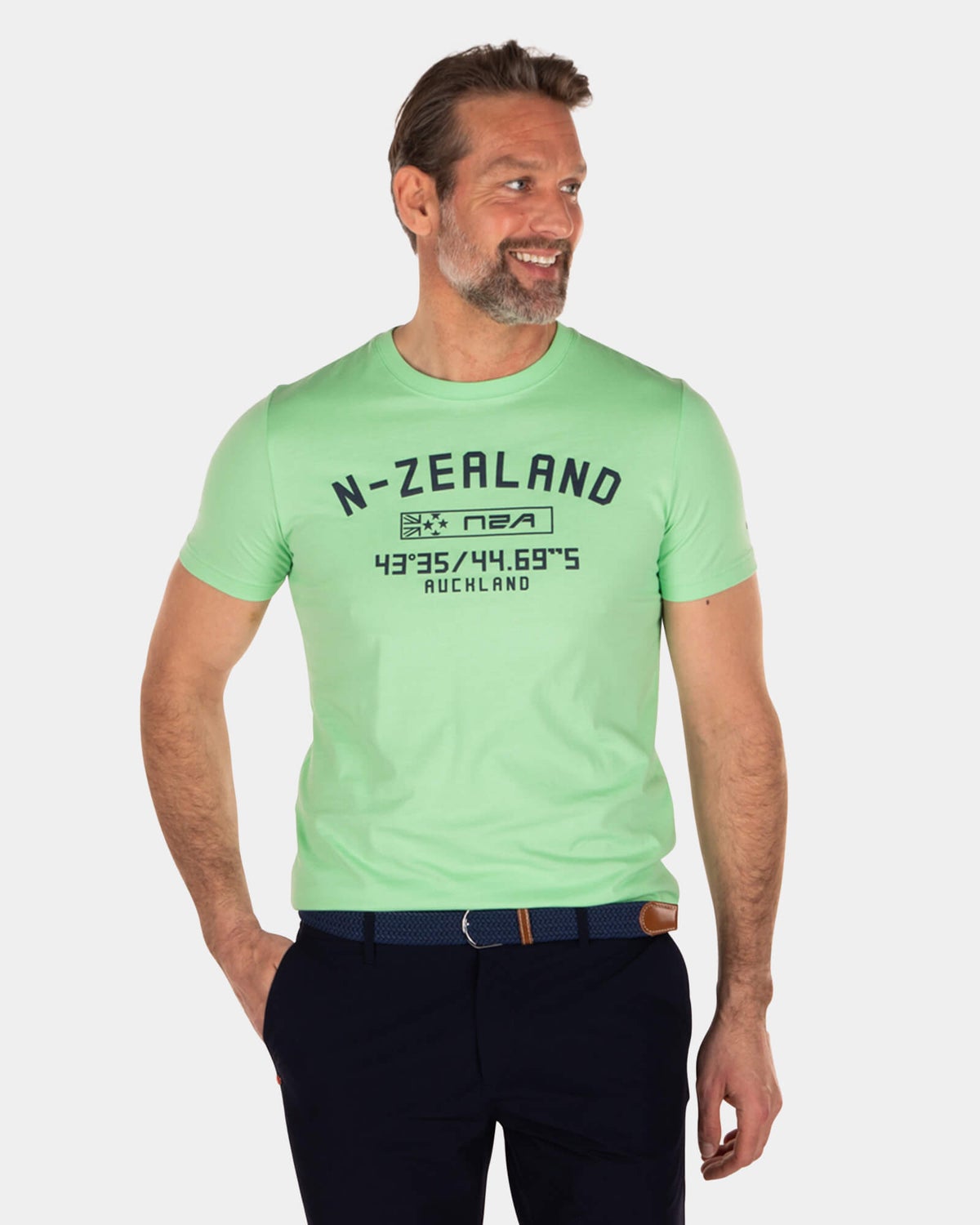 Katoenen t-shirt met print en ronde hals - Sea Green