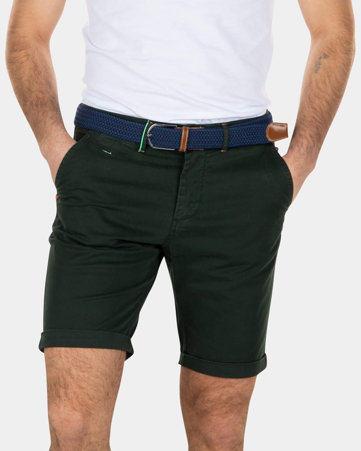 Shorts chinos de algodón elástico - Dark Pine