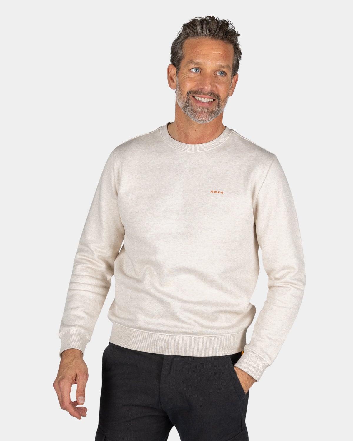 Ecru crew neck sweater - Powder Sand