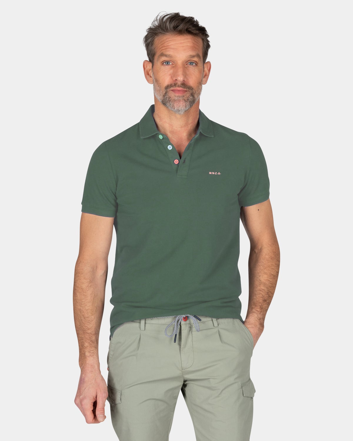 Polo liso de algodón - Chalk Green