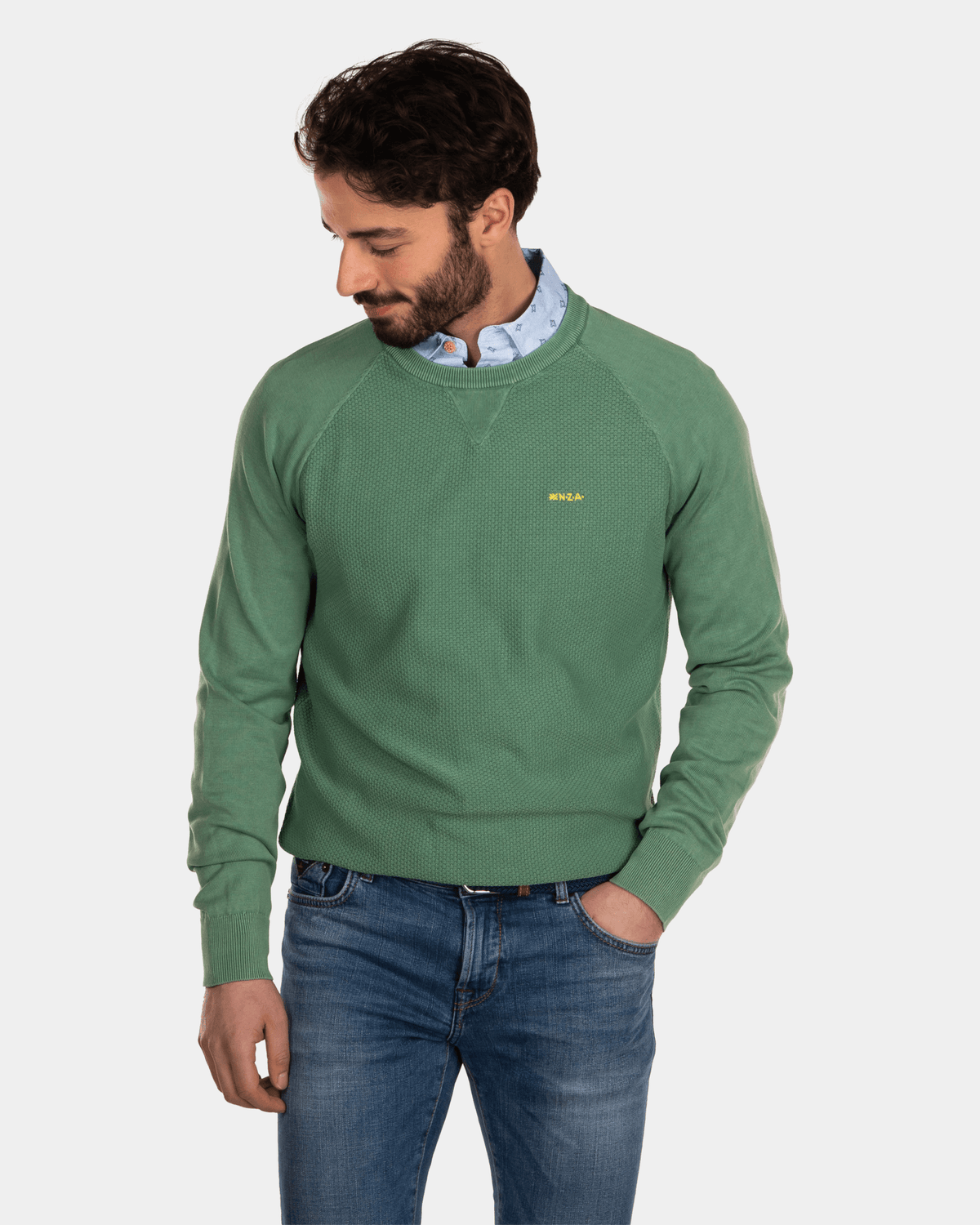 Pull ras du cou en coton vert - Active Army