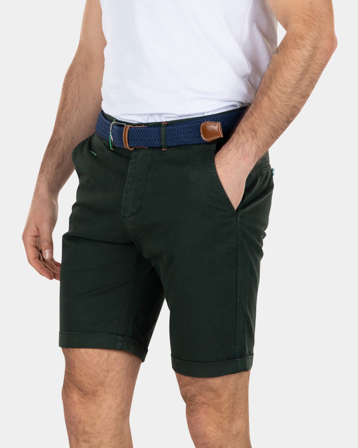 Katoenen stretch chino shorts - Dark Pine