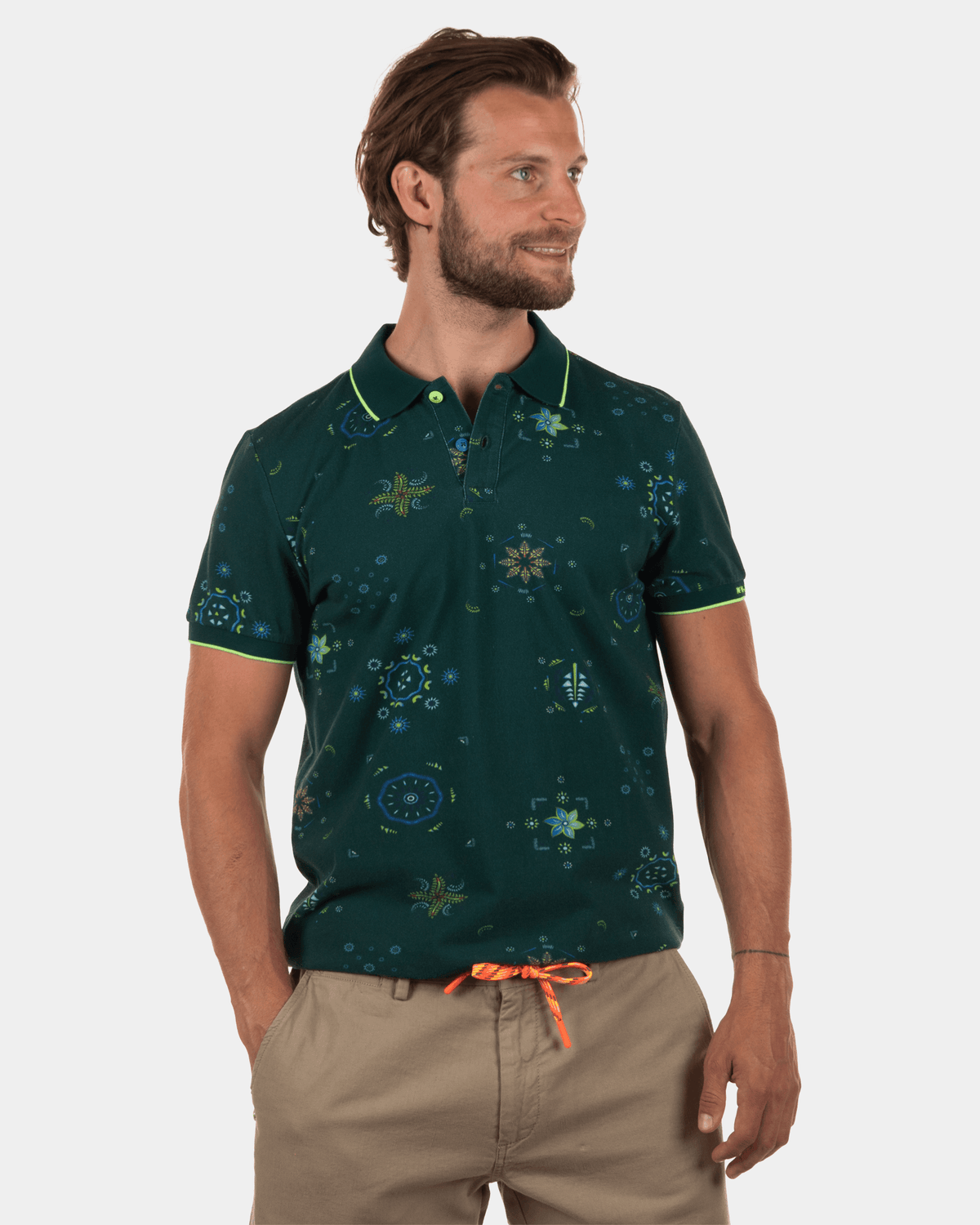 Polo met print Horseshoe - Lead Green