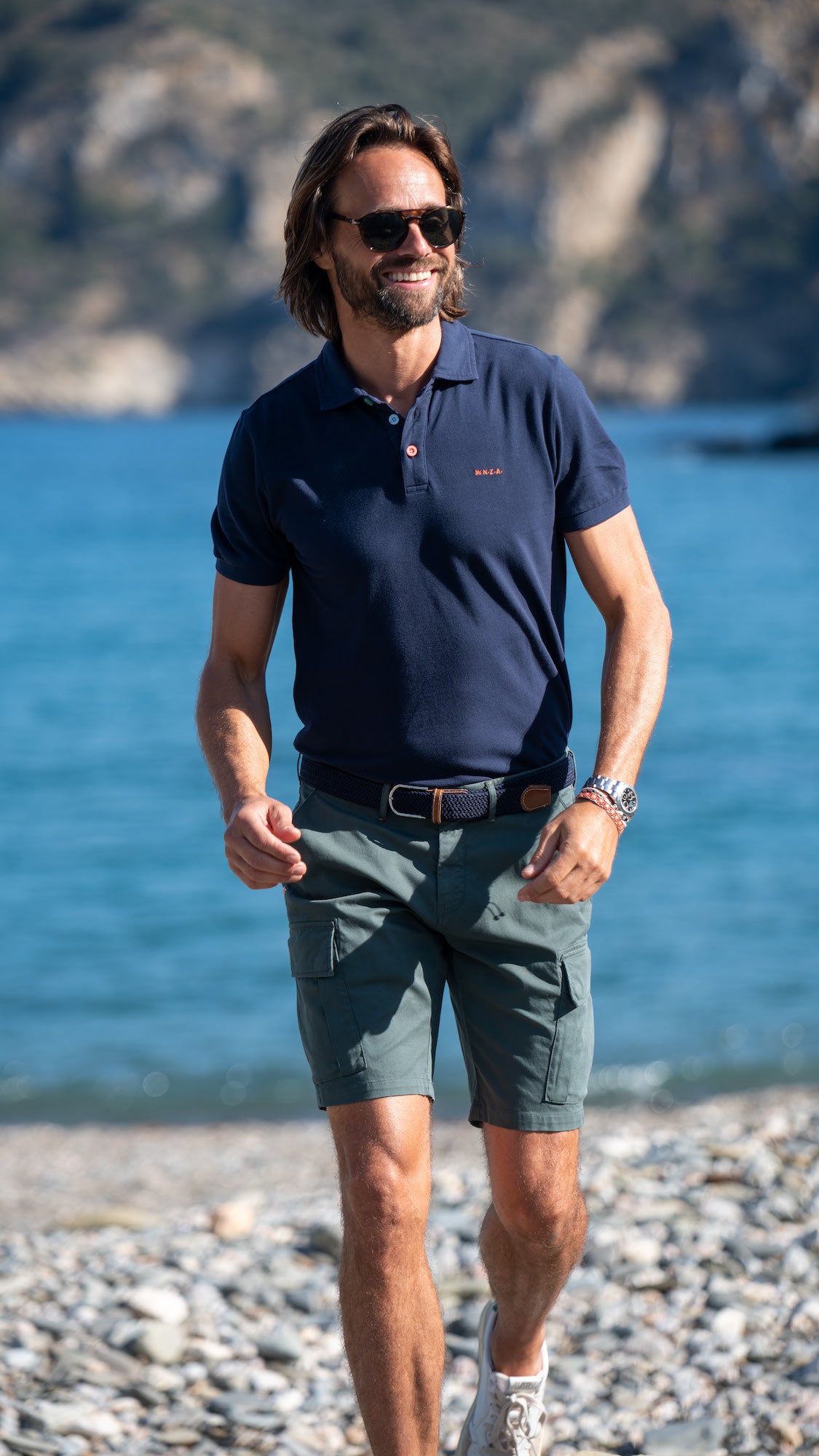 Polo uni en coton blue - Traditional Navy