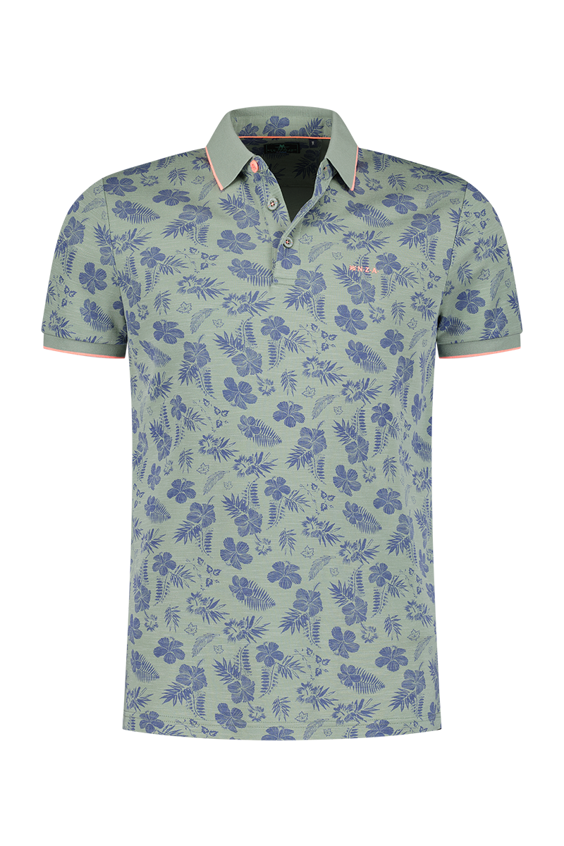 Polo with leaf print - Mellow Army