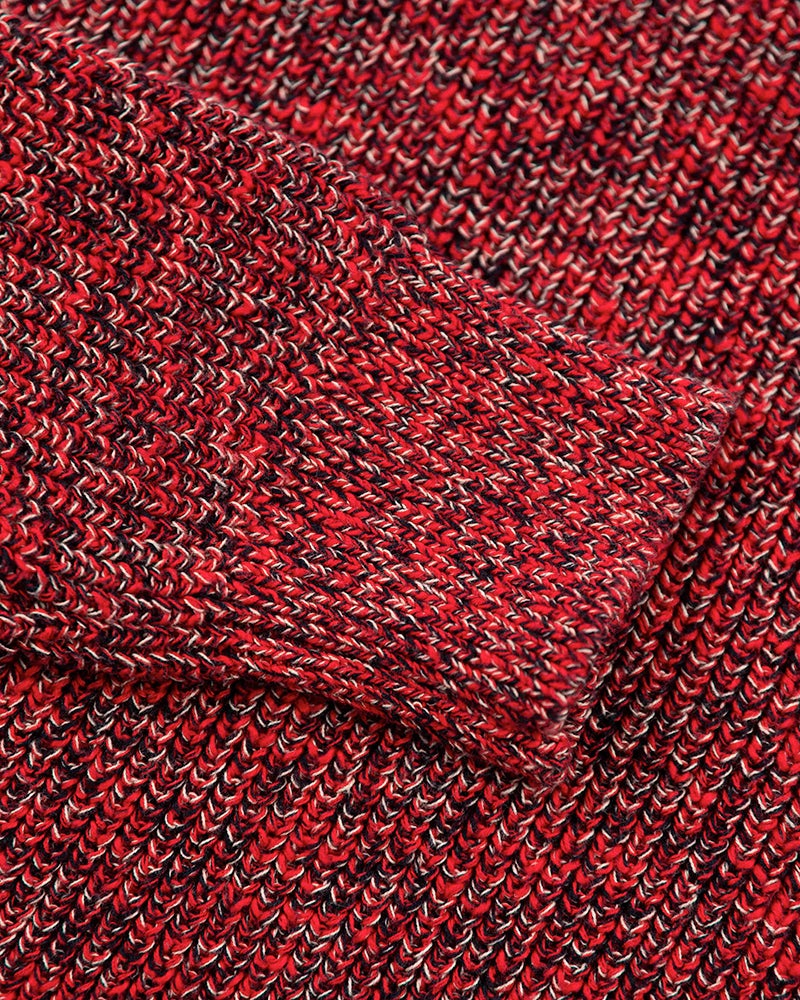 Einfarbiger Baumwollpullover mit halbem Reißverschluss - Carmine red