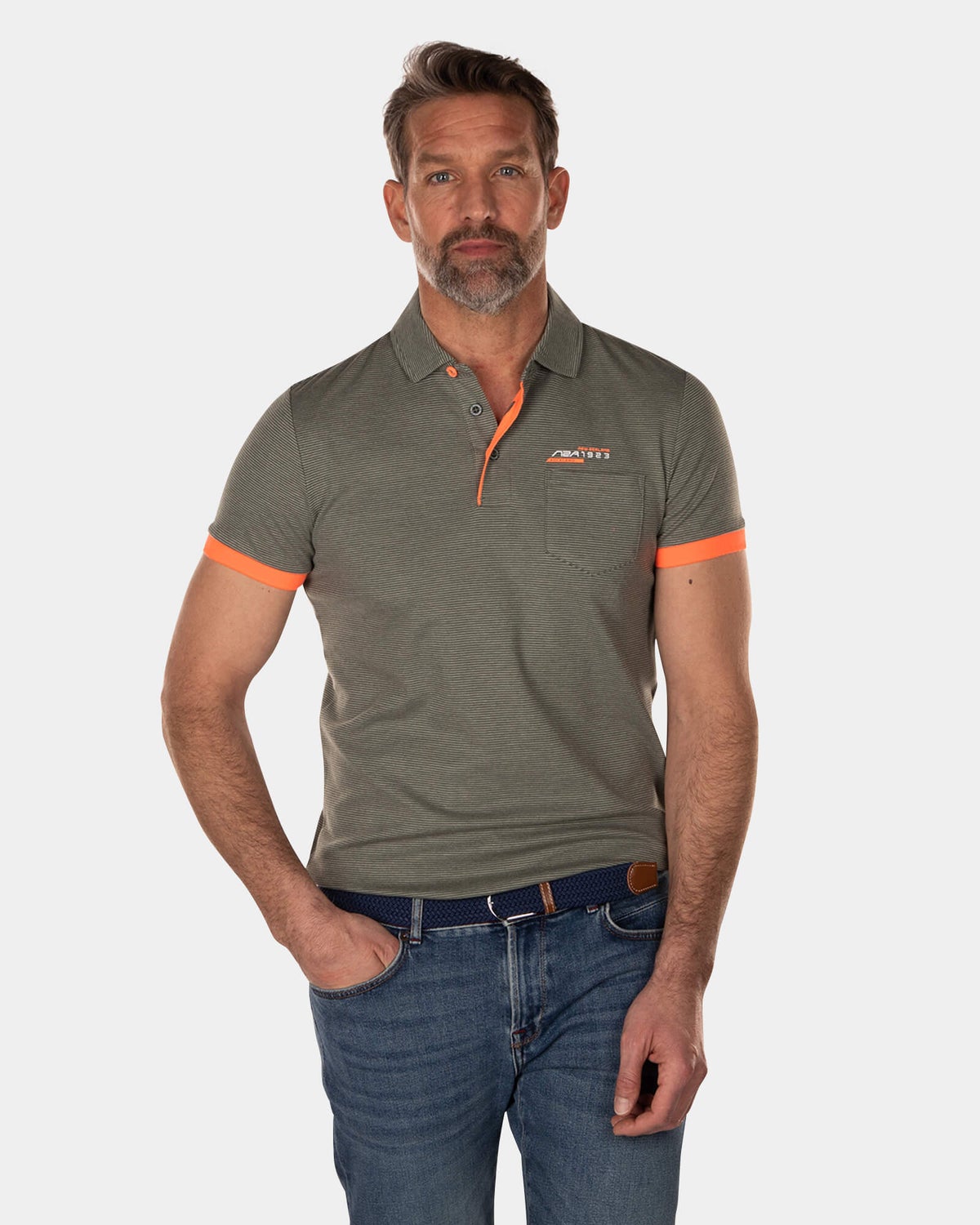 Gestreiftes Poloshirt aus Baumwolle und Polyester – High Summer Army