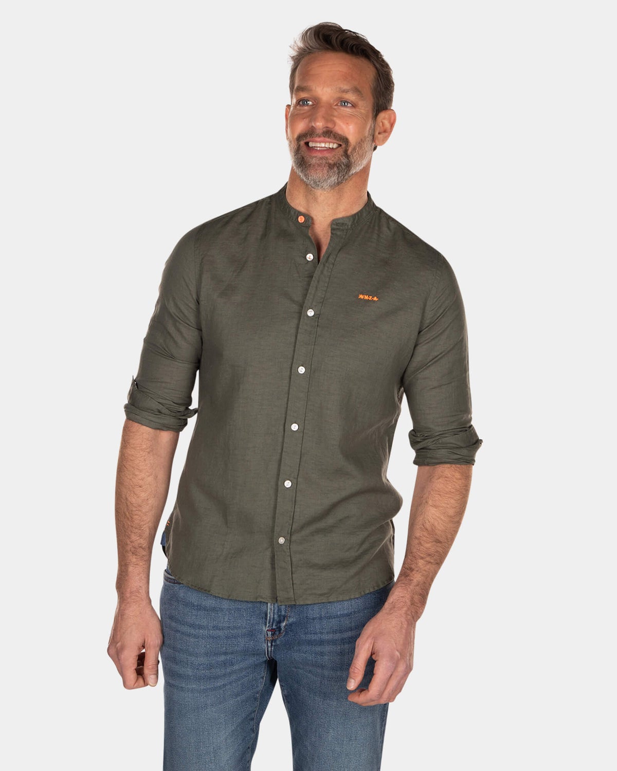 Chemise unie sans col à manches longues - High Summer Army