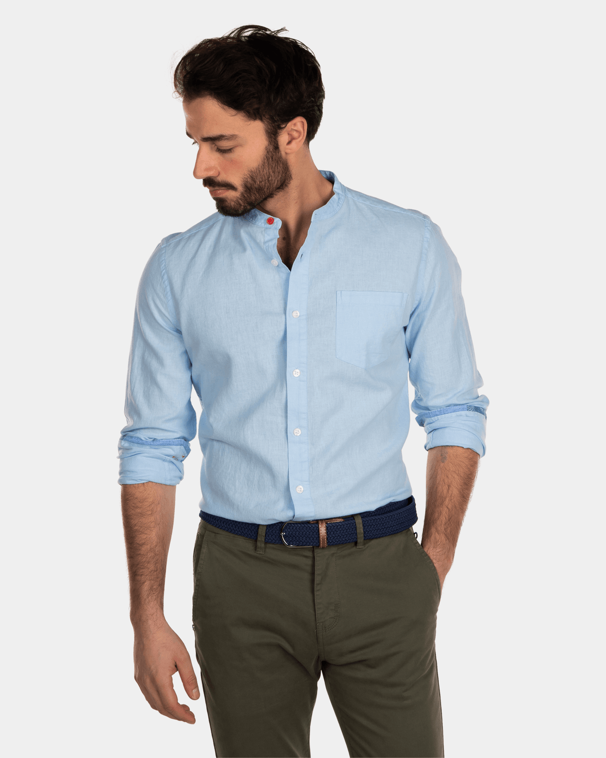 Camisa de lino sin cuello - Bright Sky