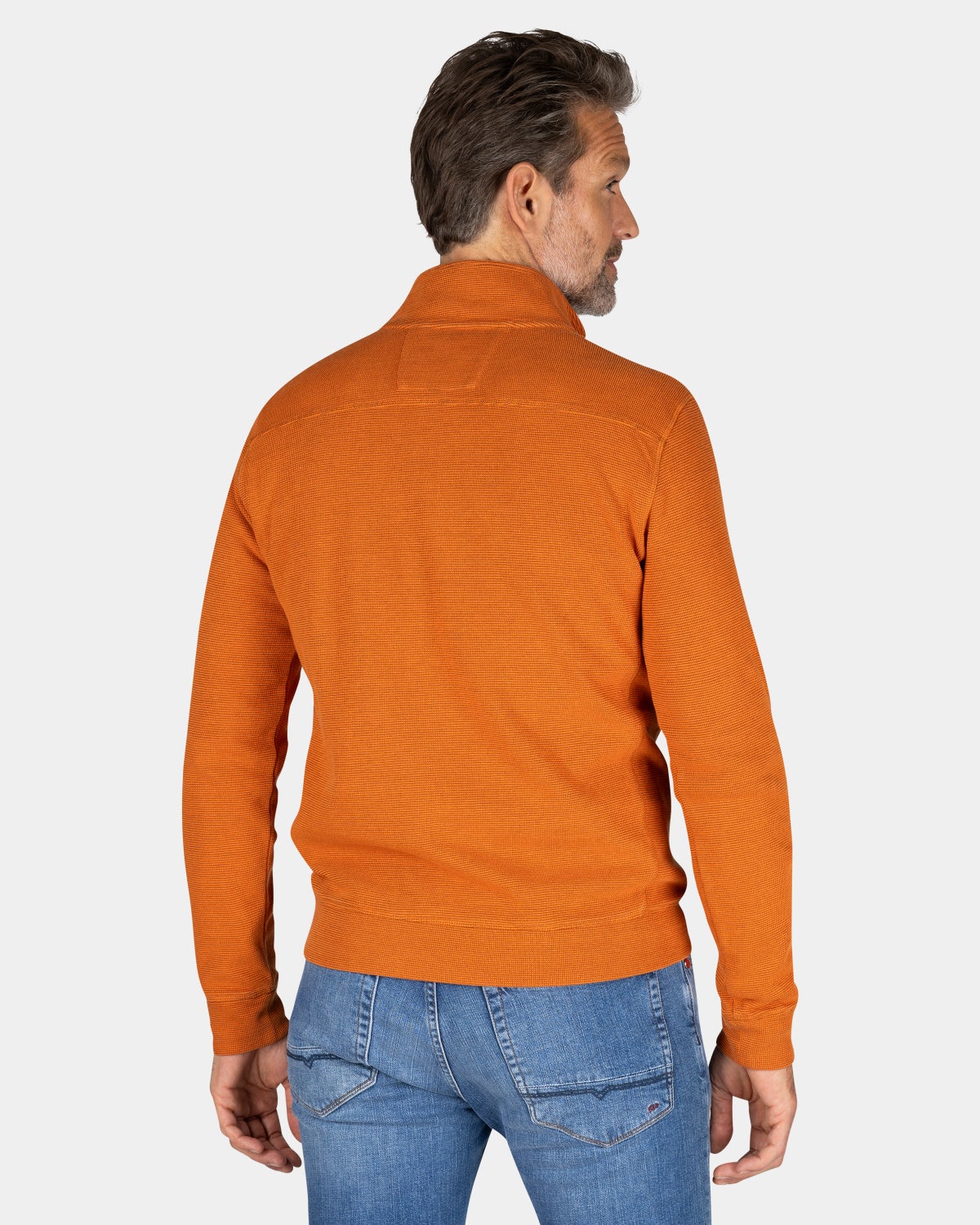 Donkeroranje sweater met halve rits - Almond Orange