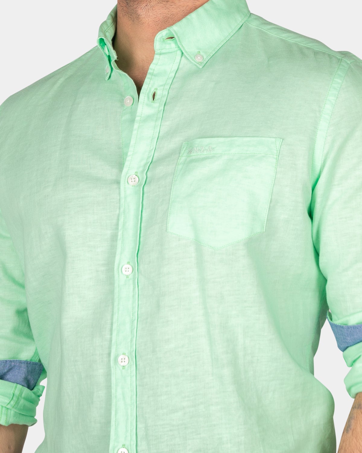 Camisa lisa de lino en muchos colores. - Teal Green