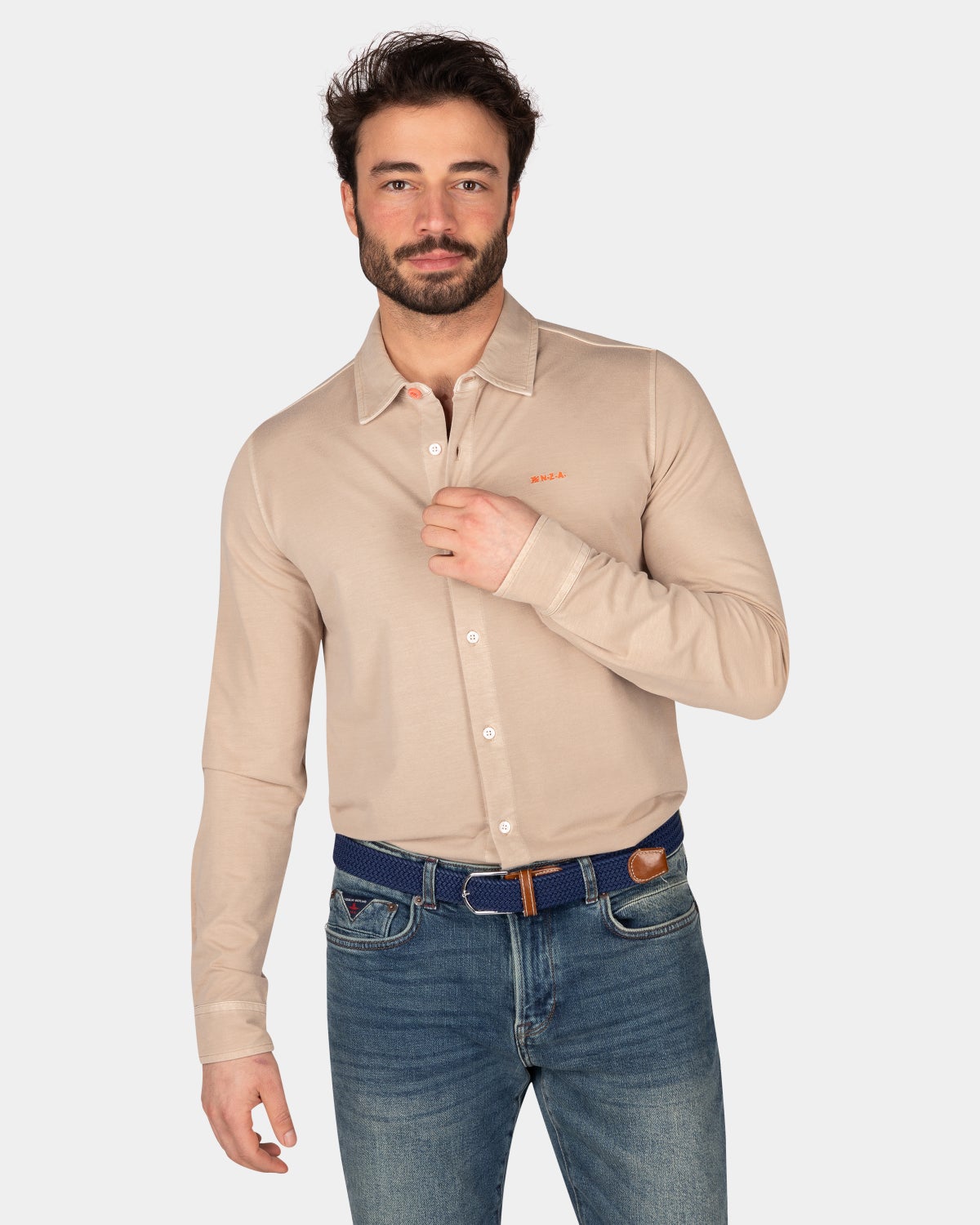 Cottton knitted shirt - Shimmering Sand