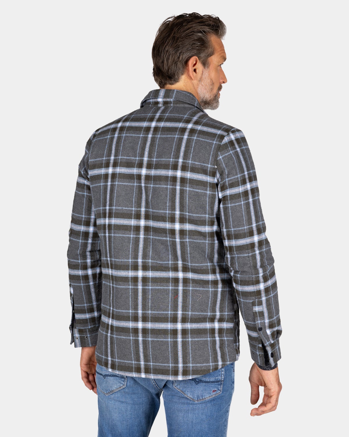 Camisa de franela a cuadros gris - Grey Melange