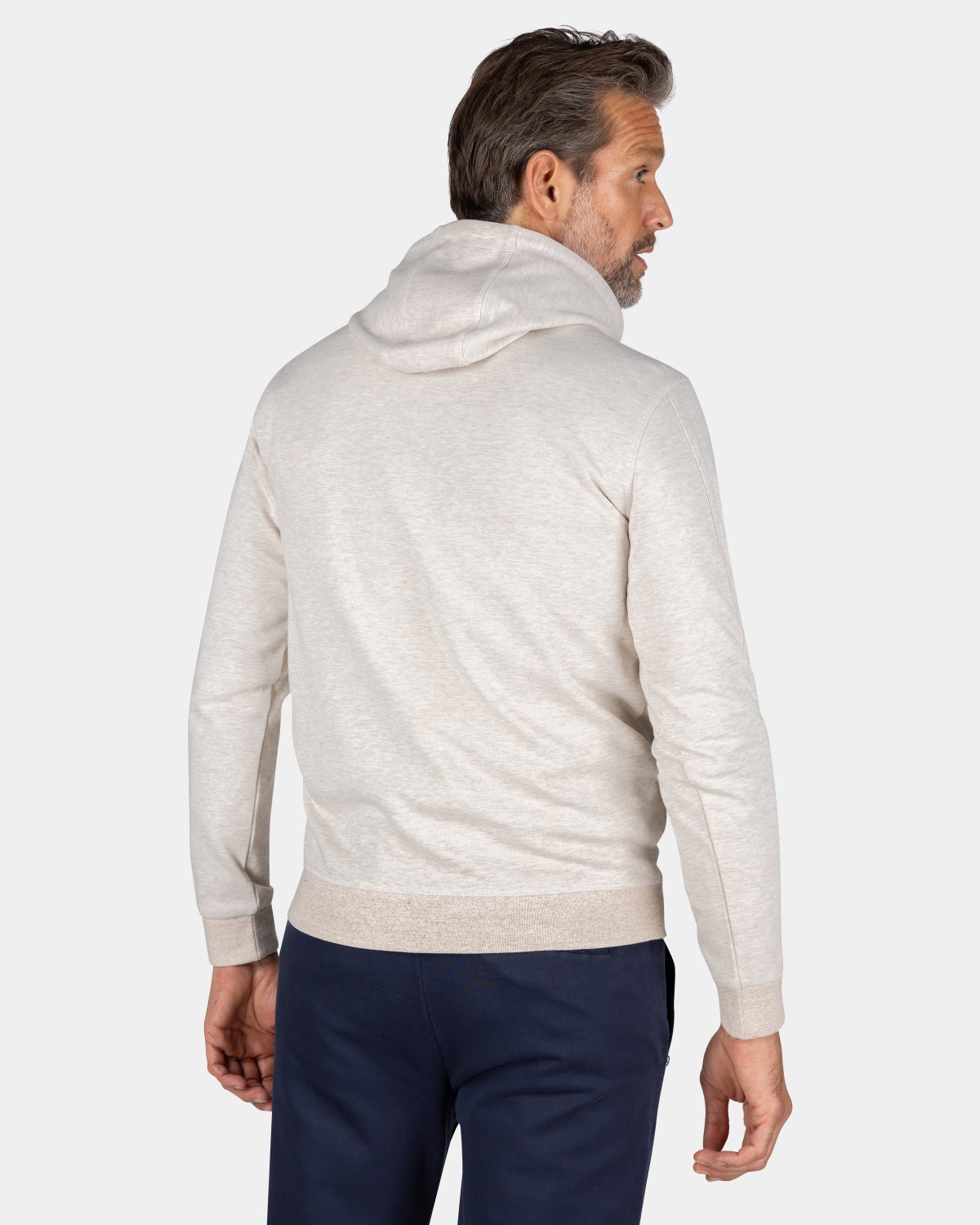 Ecru hoodie with chest text - Powder Sand