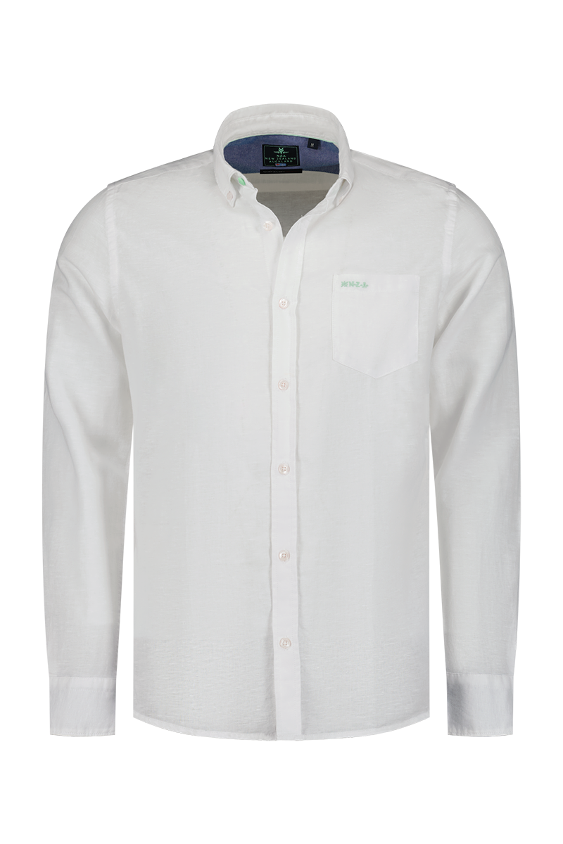 Chemise en lin uni de plusieurs couleurs - White