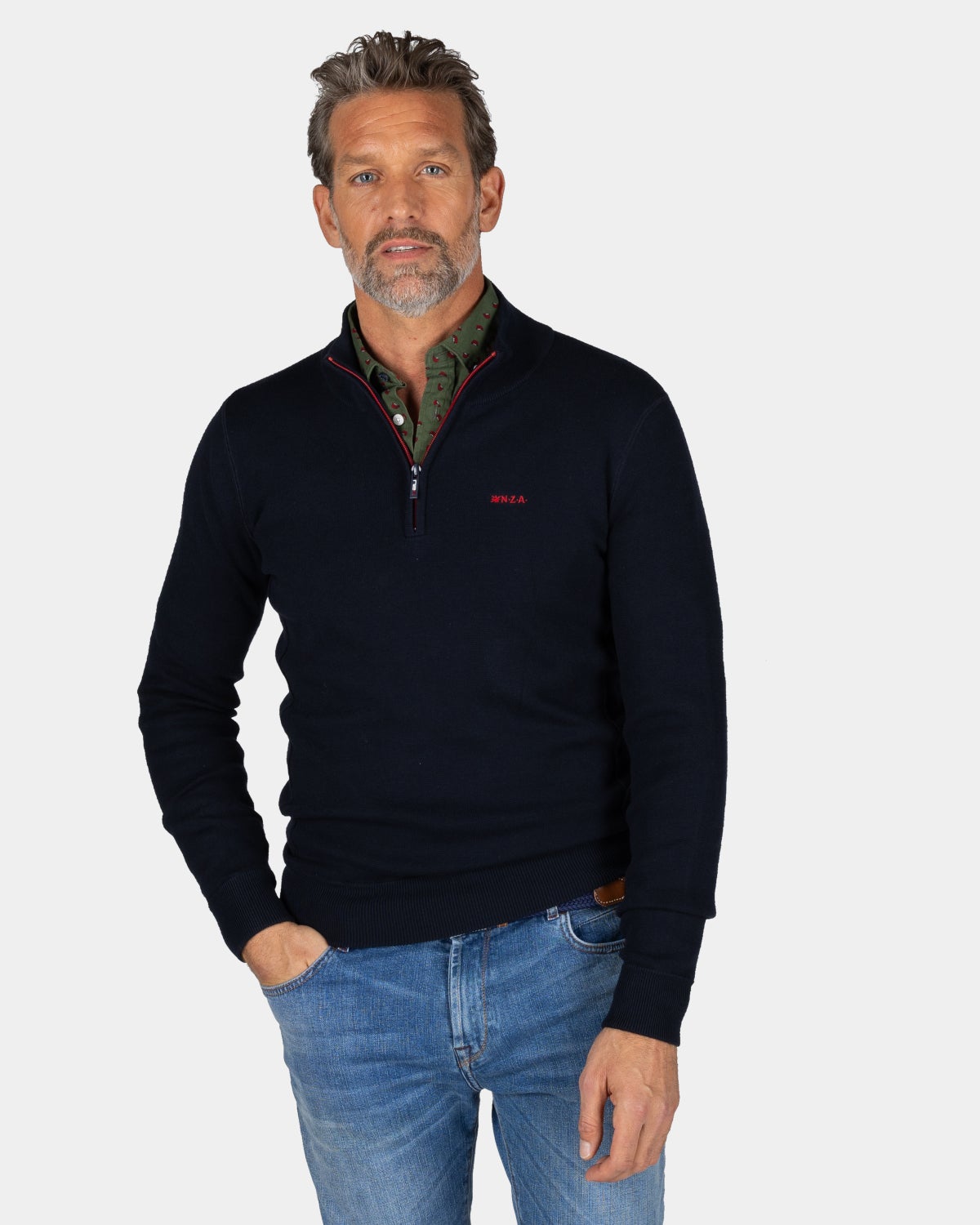 Pullover mit halbem Reißverschluss im dunkelblau - Winter Navy