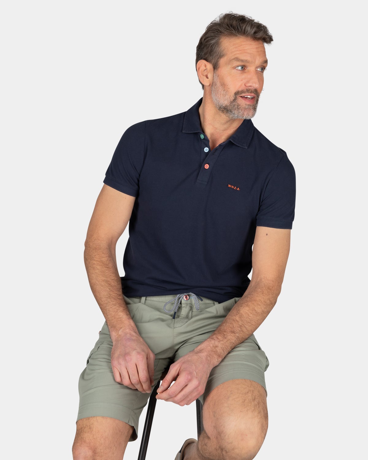 Plain cotton polo shirt - Traditional Navy