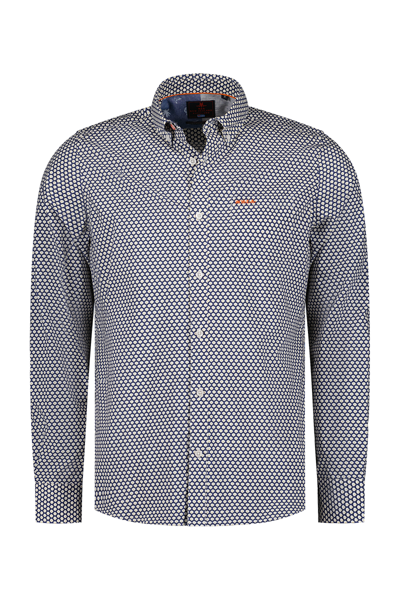 Camisa de algodón con lunares. - Dusk Navy