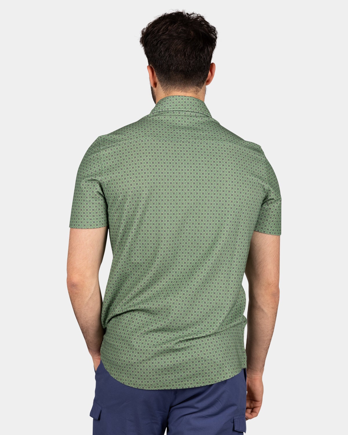 Camisa manga corta con estampado pequeﾖo - Soft Olive