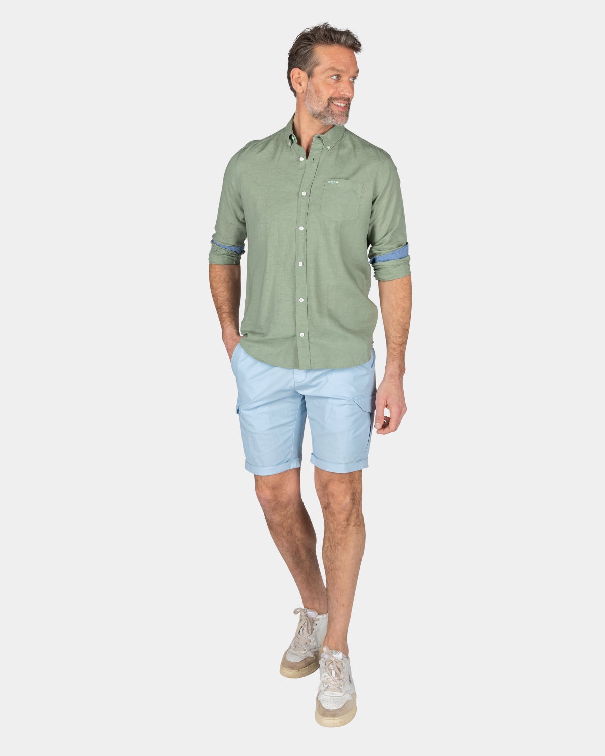 Plain linen shirt in many colors - Mellow Army