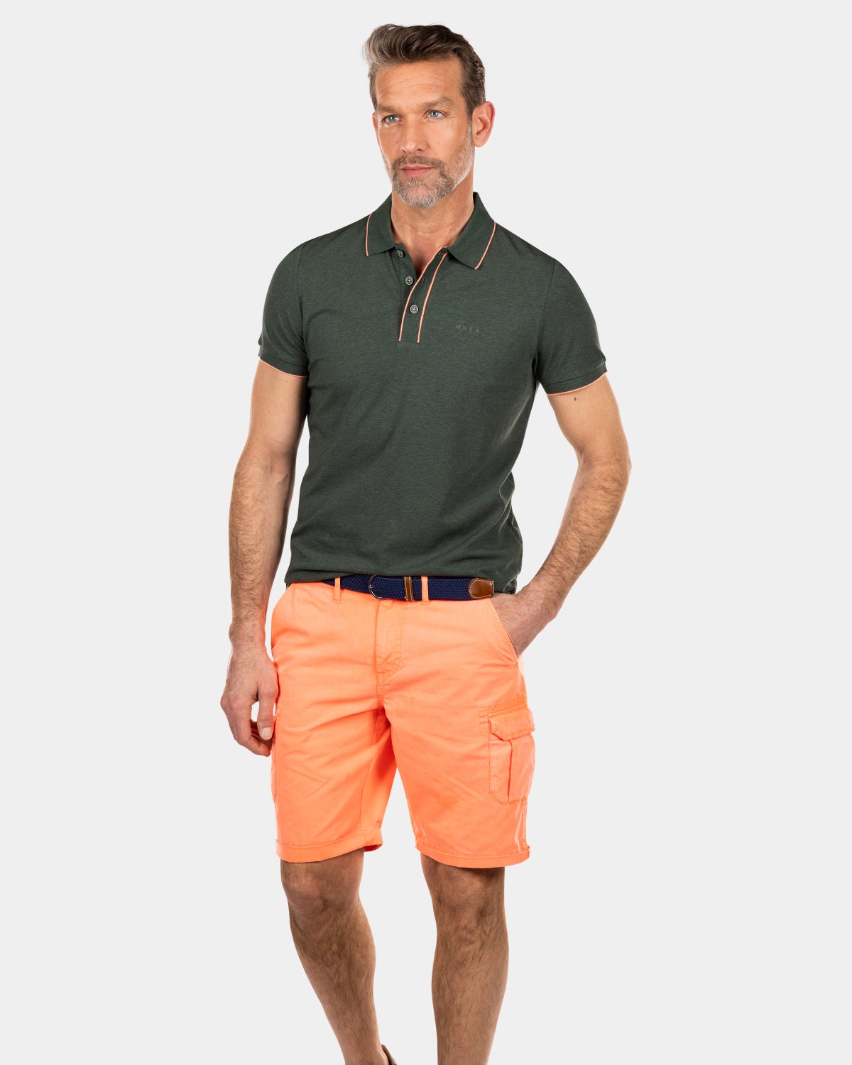 Effen polo met stretch - Chalk Green