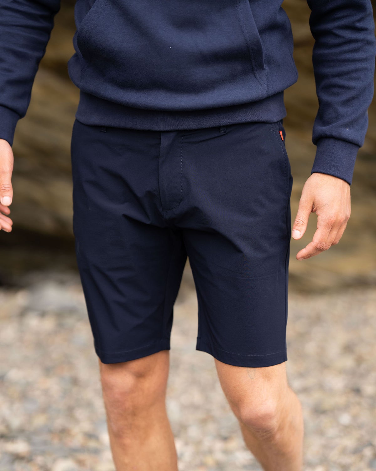 Polyester stretch chino shorts - Industrial Navy