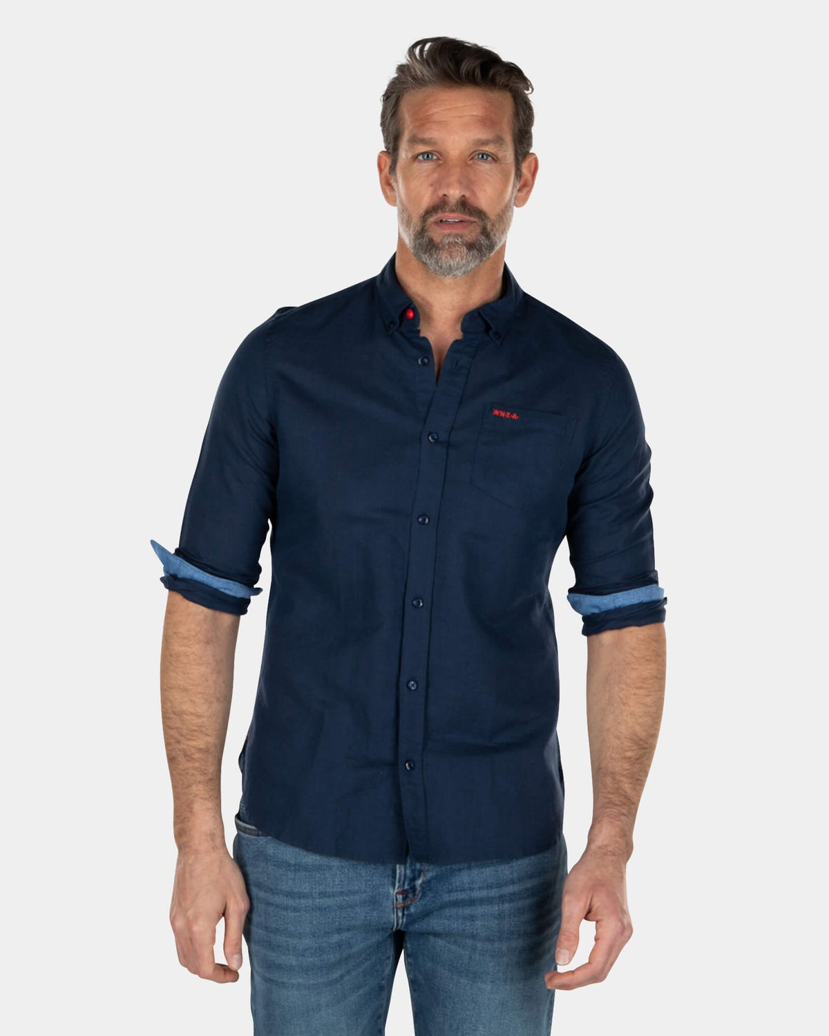 Camisa de lino de color liso - Key Navy