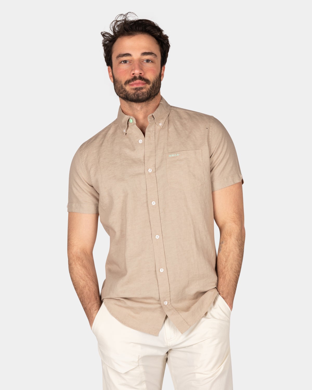 Chemise unie manches courtes - Shimmering Sand
