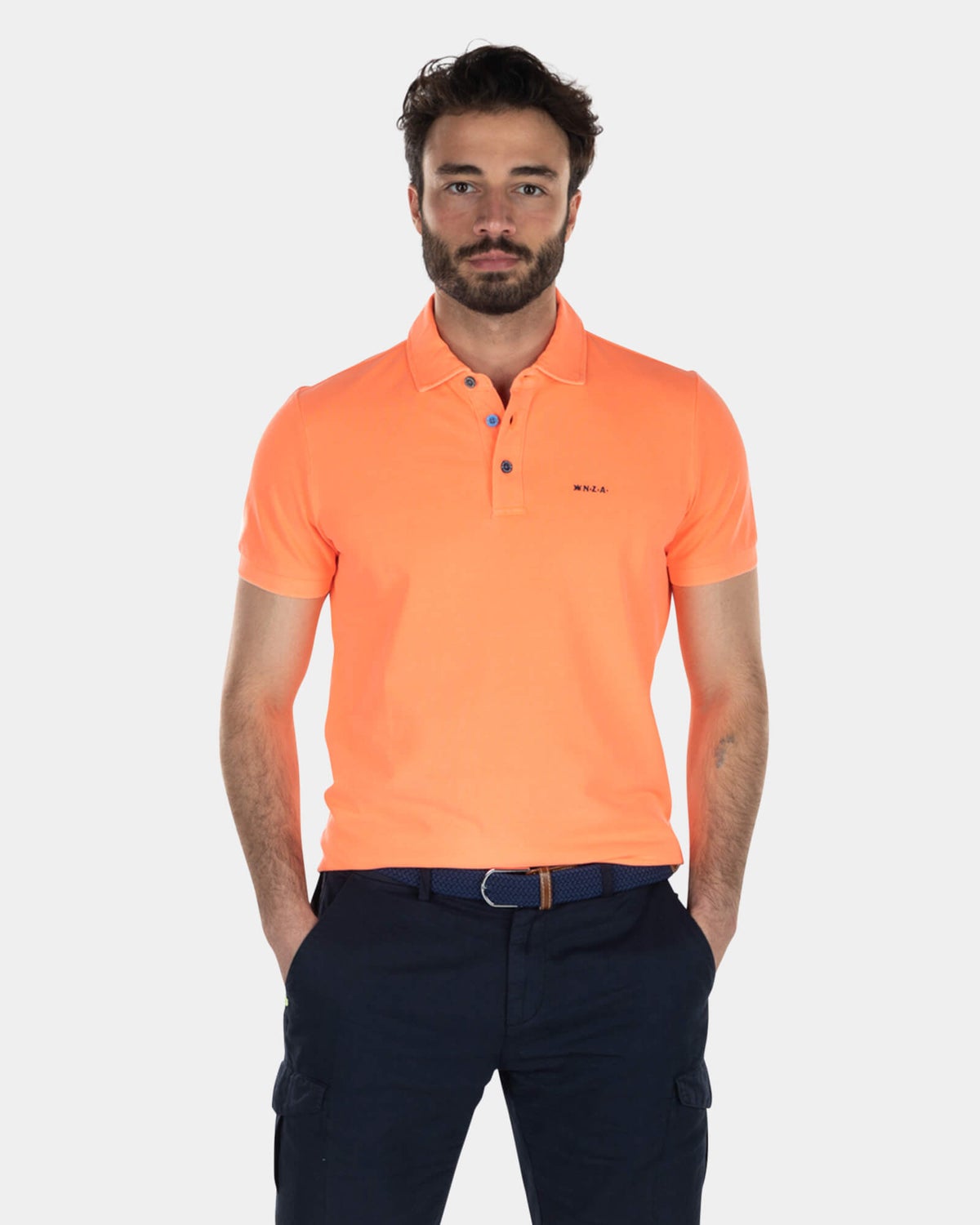 Baumwolle Basic-Poloshirt - High Summer Orange