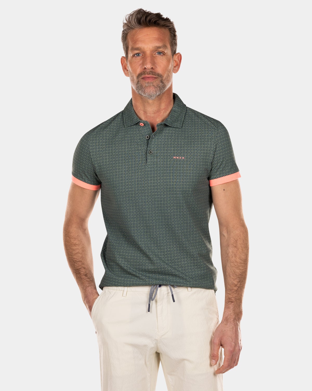 Polo de algodón con lunares - Chalk Green