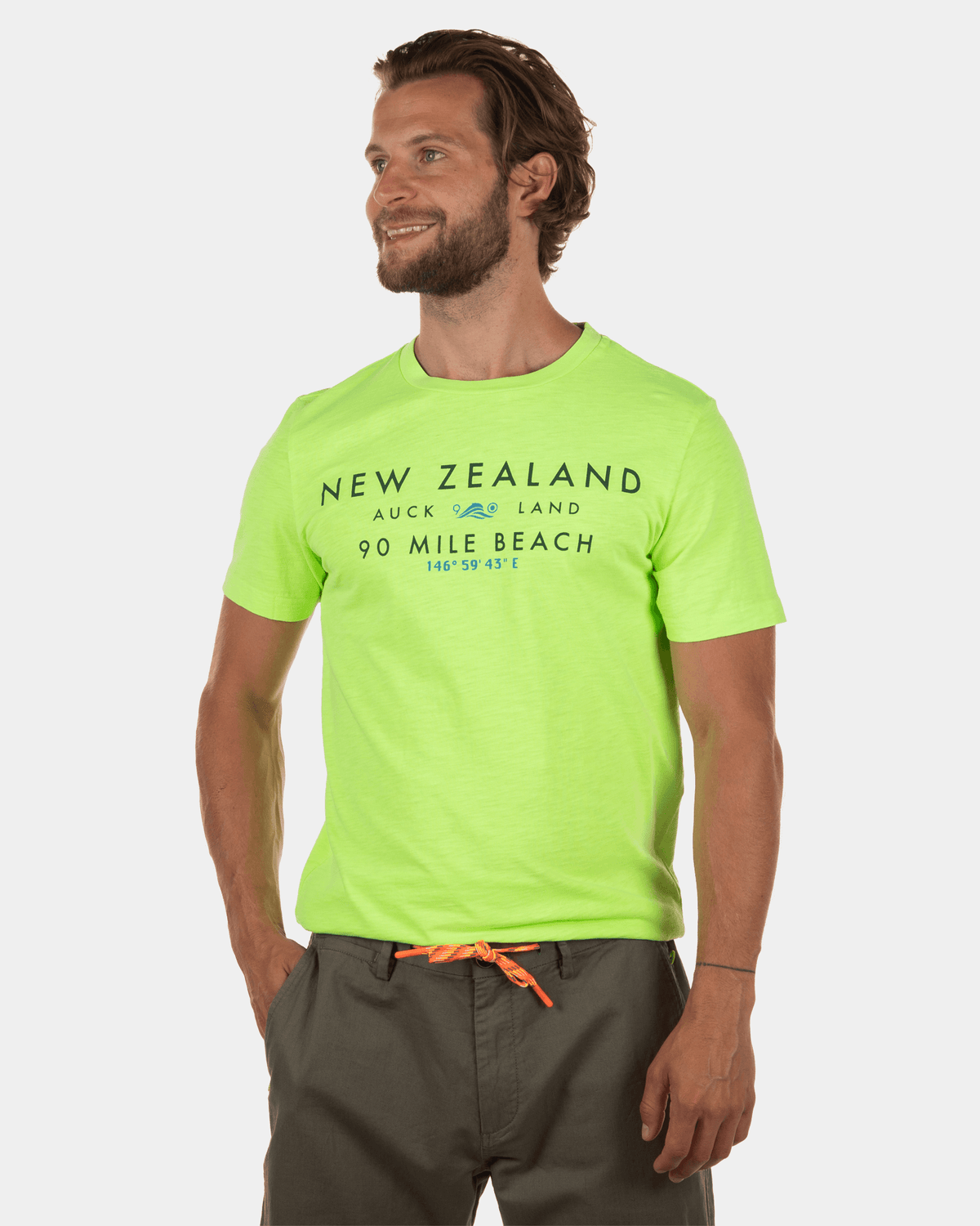 Rotokauri einfarbiges T-Shirt mit Rundhalsausschnitt - Cellery Neon Green