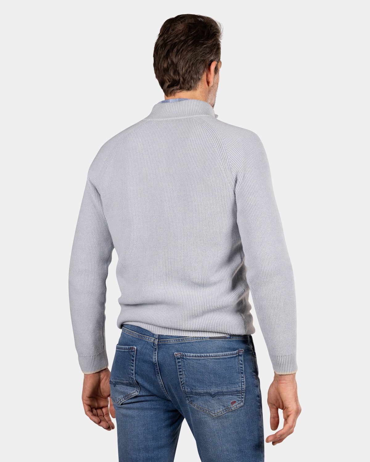 Light blue knitted half zip pullover - Phantom Blue