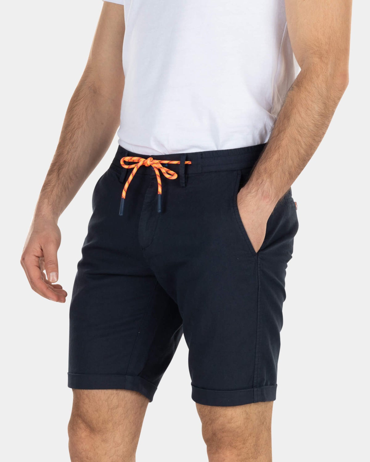 Korte chino van linnen  - High Summer Navy